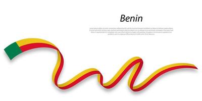 acenando a fita ou banner com bandeira do benin. vetor