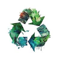 aguarela verde reciclar logotipo vetor