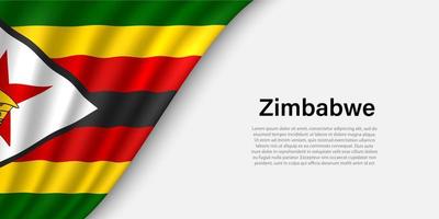 onda bandeira do Zimbábue em branco fundo. vetor