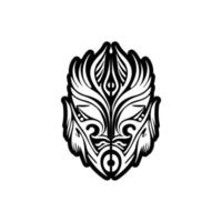 vetor tatuagem esboço do uma polinésio Deus mascarar dentro Preto e branco.