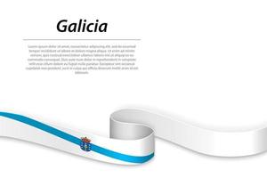 acenando fita ou bandeira com bandeira do galicia vetor