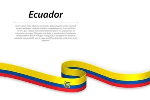 acenando a fita ou banner com bandeira do equador vetor