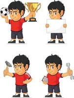 desenho vetorial de mascote de clube de futebol menino personalizável