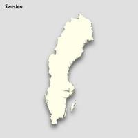 3d isométrico mapa do Suécia isolado com sombra vetor