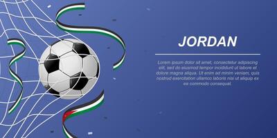 futebol fundo com vôo fitas dentro cores do a bandeira do Jordânia. vetor