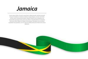 acenando a fita ou banner com bandeira da jamaica vetor