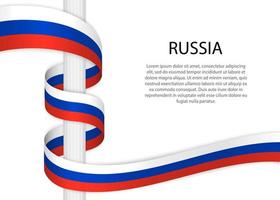 acenando fita em pólo com bandeira do Rússia. modelo para independente vetor