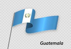 acenando bandeira do Guatemala em mastro. modelo para independência dia vetor