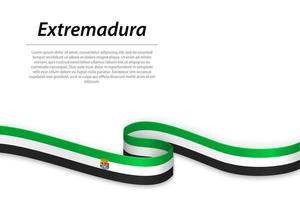 acenando fita ou bandeira com bandeira do extremadura vetor