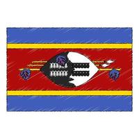 mão desenhado esboço bandeira do eswatini. rabisco estilo ícone vetor