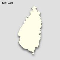 3d isométrico mapa do santo lucia isolado com sombra vetor