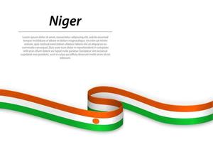 acenando a fita ou banner com bandeira do niger vetor
