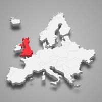 Unidos reino país localização dentro Europa 3d mapa vetor