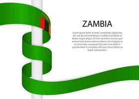 acenando fita em pólo com bandeira do Zâmbia. modelo para independente vetor