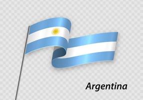 acenando bandeira do Argentina em mastro. modelo para independência dia