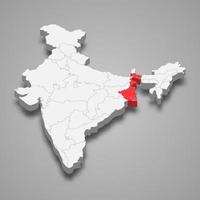 oeste Bengala Estado localização dentro Índia 3d mapa vetor