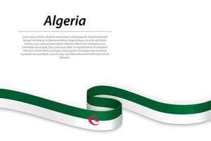 acenando a fita ou banner com bandeira da argélia vetor