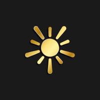 Sol ouro ícone. vetor ilustração do dourado estilo. verão Tempo em Sombrio fundo .