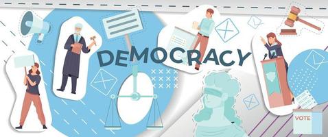 democracia plano colagem vetor