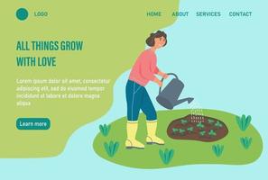 modelo de página da web de destino de jardinagem vetor