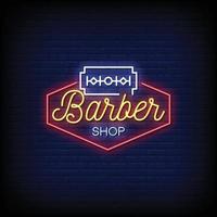 barbearia sinais de néon vetor de texto de estilo