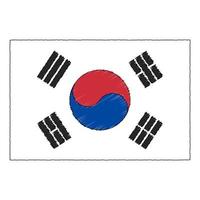 mão desenhado esboço bandeira do sul Coréia. rabisco estilo ícone vetor