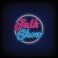 vetor de texto estilo talk show sinais de néon