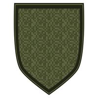 verde militares fileiras ombro distintivo. exército soldado chevron. uniforme placa com verde pixel camuflar. colorida vetor ilustração isolado em branco fundo.