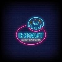 vetor de texto de estilo de sinais de néon donut