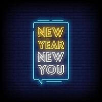 novo ano novo, você, sinais de néon, estilo, vetor de texto