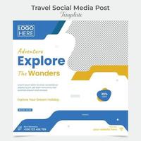 feriado turismo e viagem social meios de comunicação postar e quadrado folheto postar bandeira modelo Projeto vetor