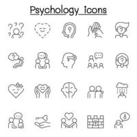 ícone de psicologia definido em estilo de linha fina vetor