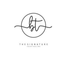 b t bt inicial carta caligrafia e assinatura logotipo. uma conceito caligrafia inicial logotipo com modelo elemento. vetor