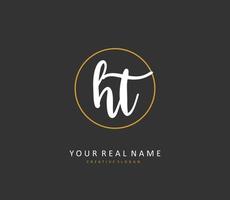 h t ht inicial carta caligrafia e assinatura logotipo. uma conceito caligrafia inicial logotipo com modelo elemento. vetor
