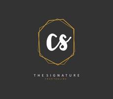 c s cs inicial carta caligrafia e assinatura logotipo. uma conceito caligrafia inicial logotipo com modelo elemento. vetor