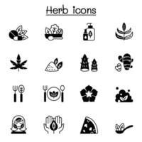 conjunto de ícones de erva ilustração vetorial design gráfico vetor