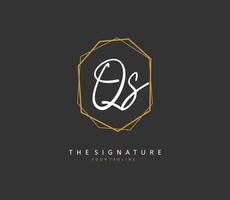 q s qs inicial carta caligrafia e assinatura logotipo. uma conceito caligrafia inicial logotipo com modelo elemento. vetor