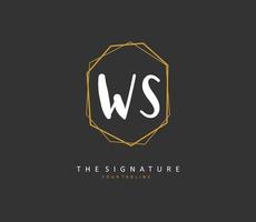 W s ws inicial carta caligrafia e assinatura logotipo. uma conceito caligrafia inicial logotipo com modelo elemento. vetor