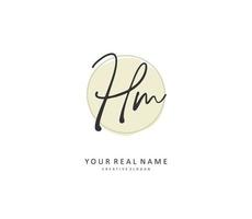 h m hm inicial carta caligrafia e assinatura logotipo. uma conceito caligrafia inicial logotipo com modelo elemento. vetor