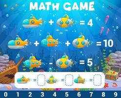 matemática jogos desenho animado embaixo da agua submarinos planilha vetor