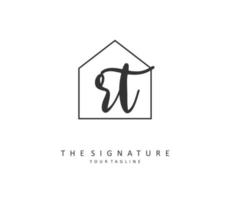 r t rt inicial carta caligrafia e assinatura logotipo. uma conceito caligrafia inicial logotipo com modelo elemento. vetor