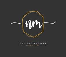 n m nm inicial carta caligrafia e assinatura logotipo. uma conceito caligrafia inicial logotipo com modelo elemento. vetor