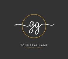 gg inicial carta caligrafia e assinatura logotipo. uma conceito caligrafia inicial logotipo com modelo elemento. vetor