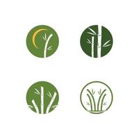 bambu logotipo com verde folhas vetor ilustração modelo