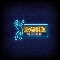 Vetor de texto de estilo de sinais de néon de escola de dança