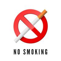 não fumar. vermelho proibição placa com cigarro. realista proibido fumar ícone. vetor ilustração isolado em branco fundo