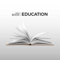 Educação e estude realista aberto livro com branco Páginas. livro didático modelo. vetor ilustração