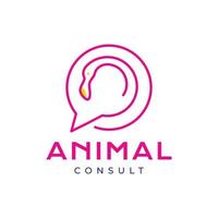 animal seguro flamingo consultando conversa moderno mínimo logotipo Projeto vetor