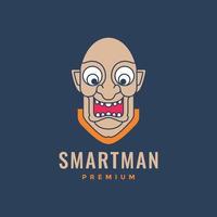 Careca homem sorrir feliz Ciência inteligente professor mascote colorida desenho animado logotipo Projeto vetor