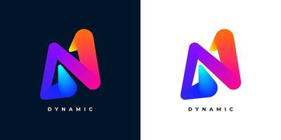 criativo e vibrante carta n logotipo Projeto com colorida gradiente conceito. n logotipo com mistura estilo vetor